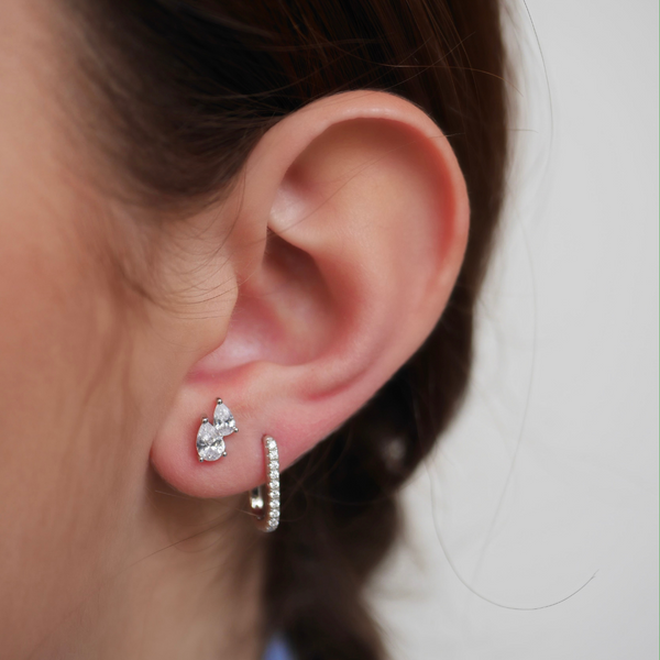 Single earrings set Navy - WHITE