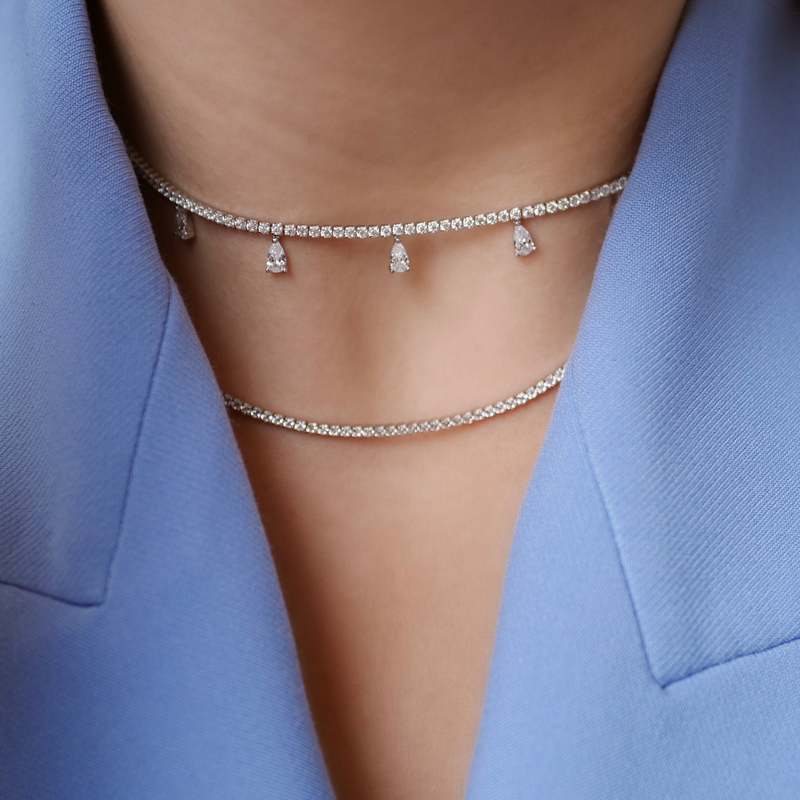 Timeless tennis necklace - WHITE 