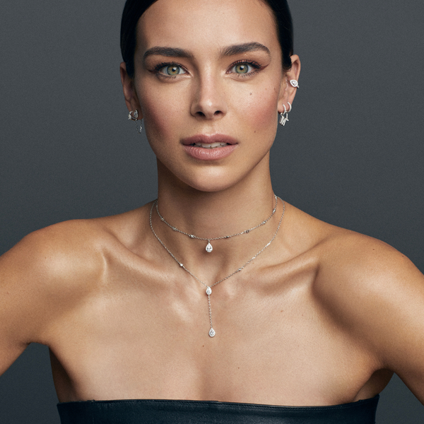 Collier double poire - BLANC