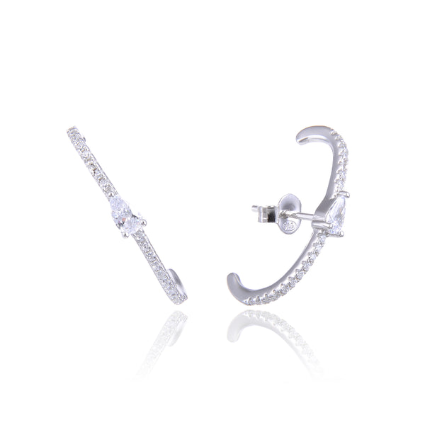 Simple Heart pear insert and heart stud earrings - WHITE