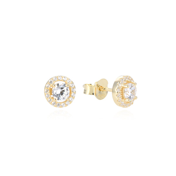 Round crimped stud earrings - GOLDEN