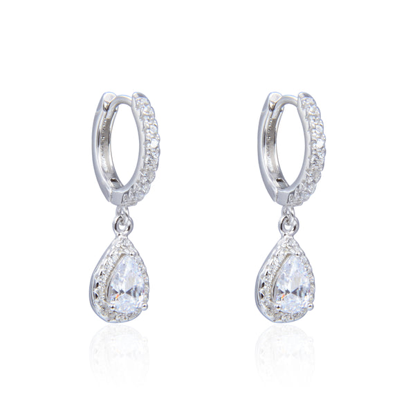 Sweet Pear dangling mini clasp earrings - WHITE