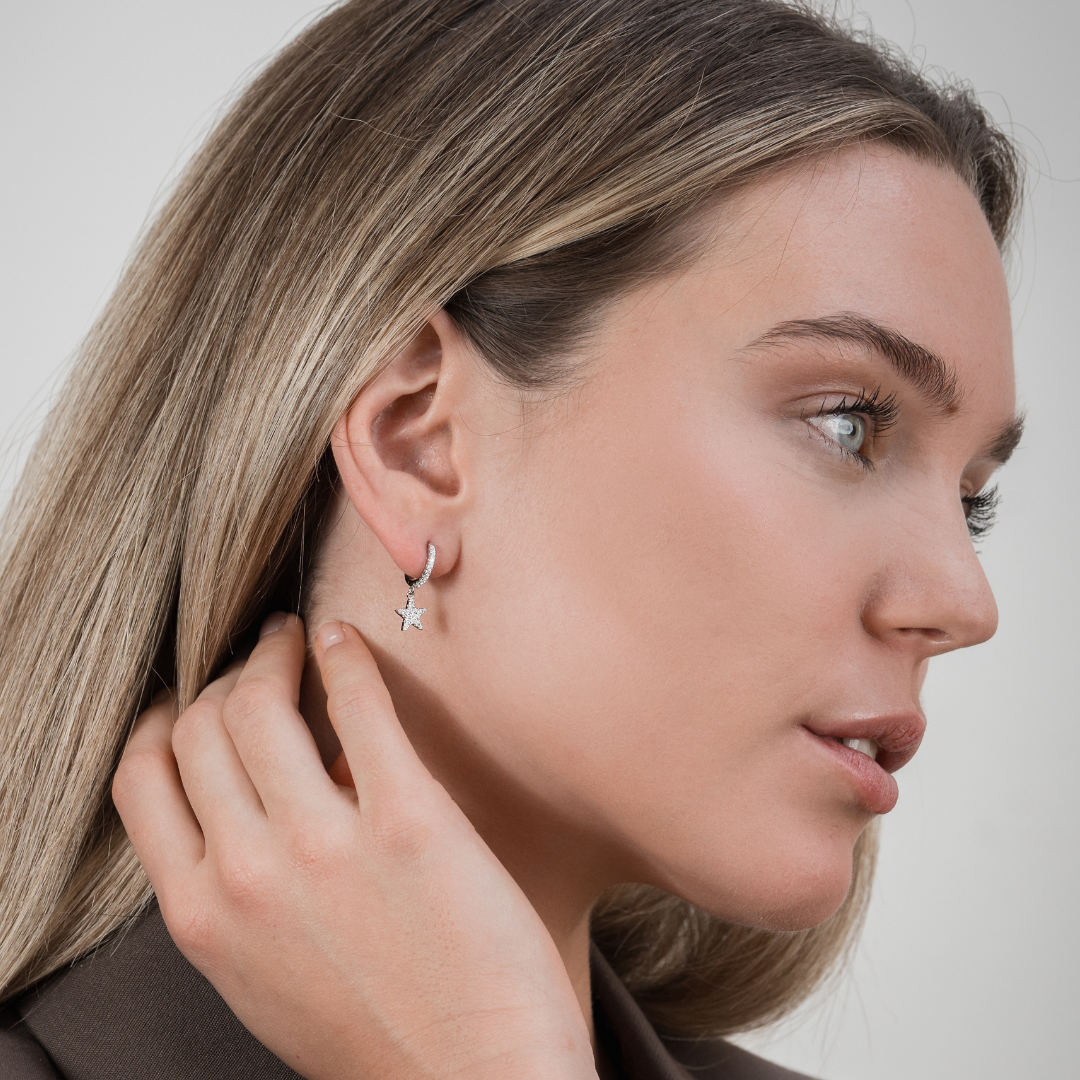 Boucles d'oreilles dormeuses Céleste - BLANC