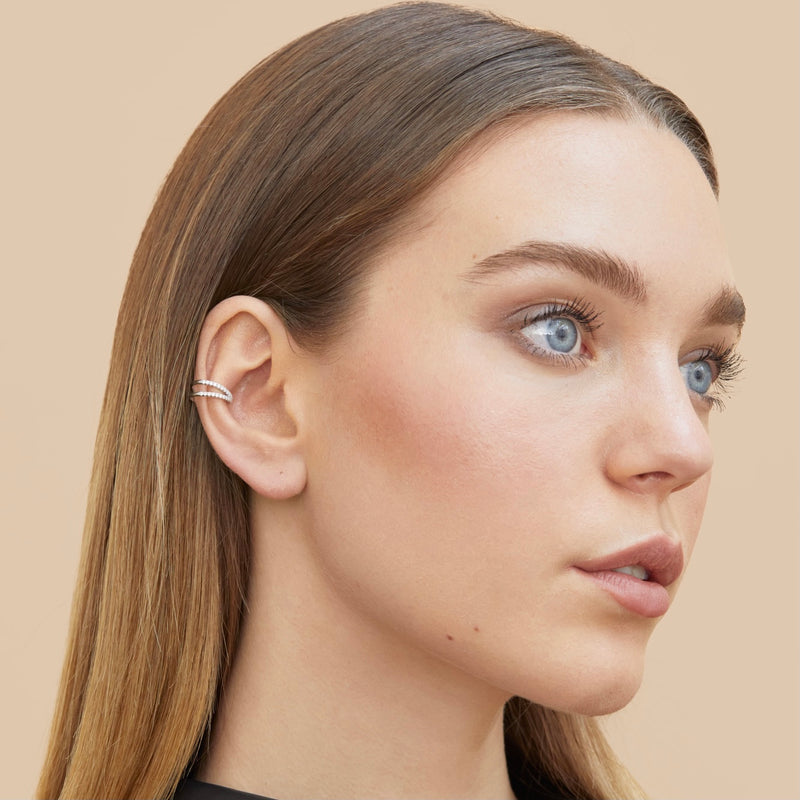 My glow 2-row lobe earrings - WHITE
