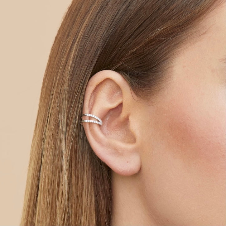 My glow 2-row lobe earrings - PINK