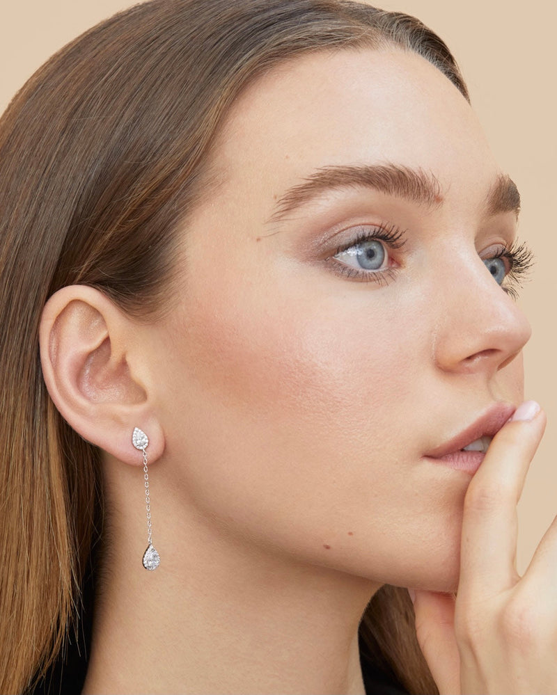 Boucles d'oreilles pendantes Infini Poire - BLANC