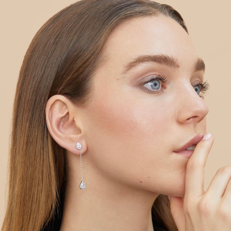 Puces d'oreilles insertion et cœur poire Simple Heart - BLANC – Gena Jewelry