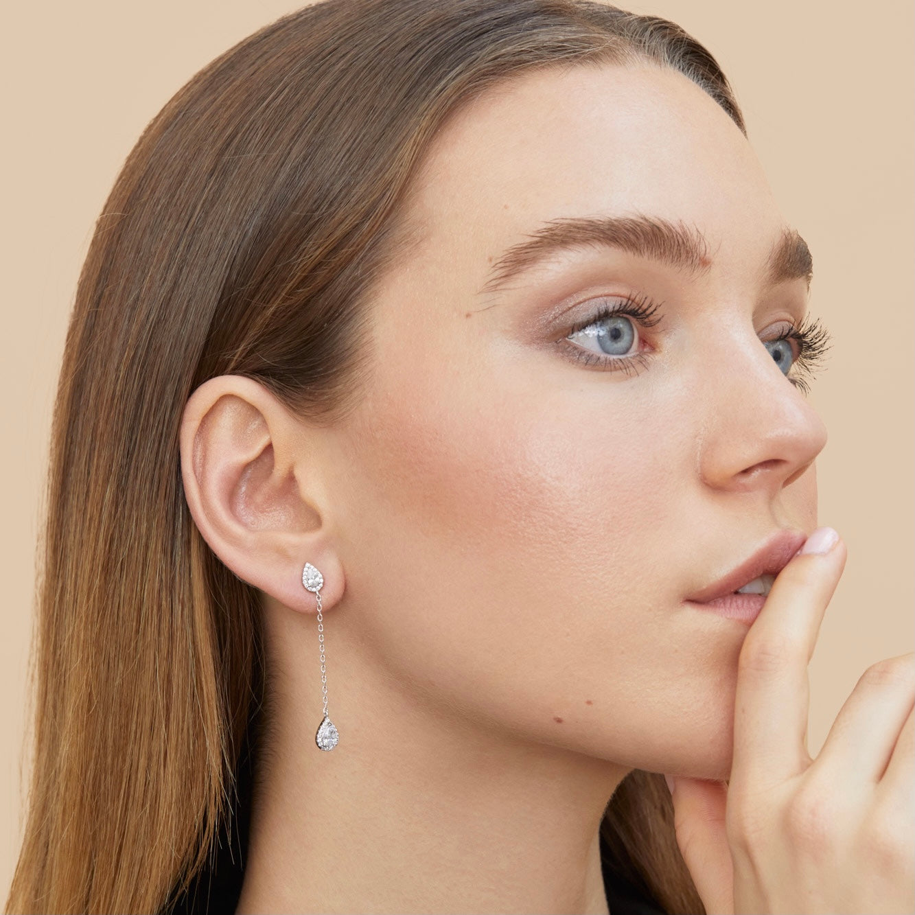 Boucles d'oreilles pendantes Infini Poire - ROSE
