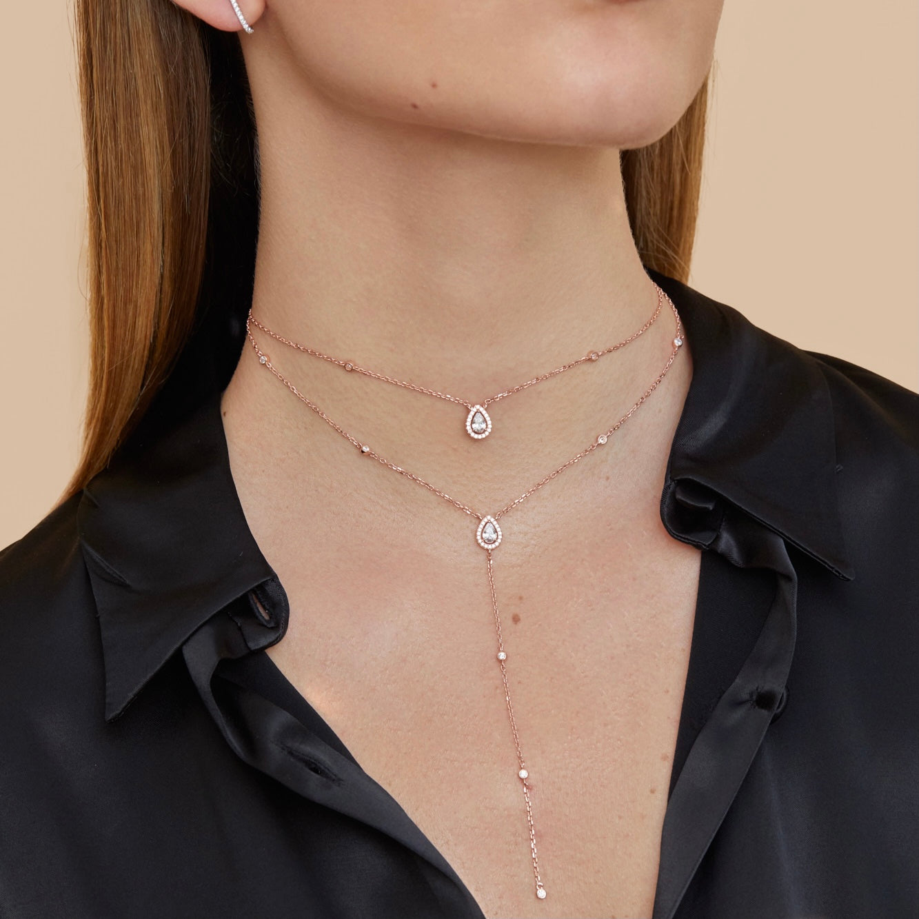 Sautoir double Infini Poire - ROSE