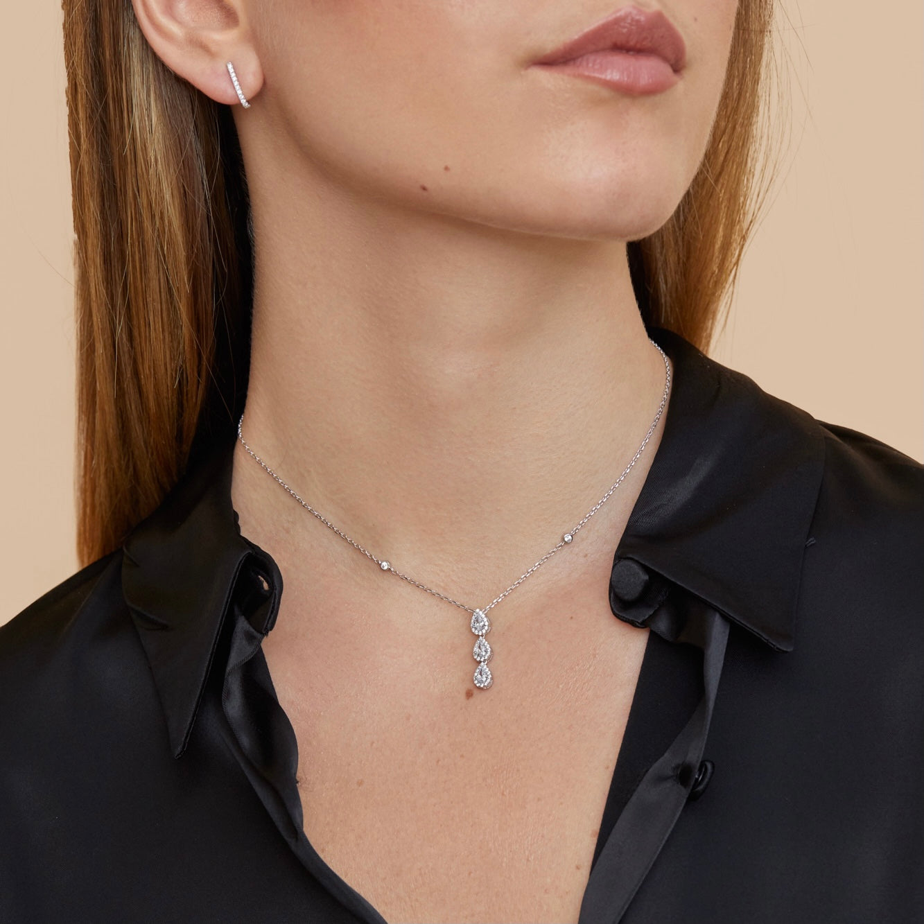 Collier trois poires Infini - BLANC