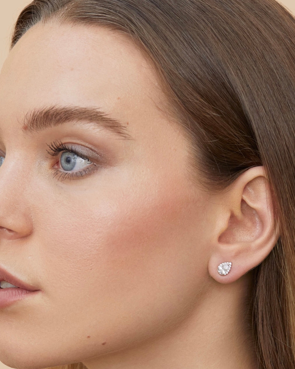 Puces d’oreilles duo formes émeraude et poire – Argent 925 rhodié & zirconiums - côté poire