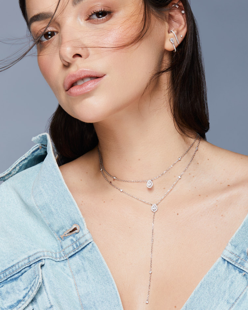 Double Infinity Pear Necklace - WHITE